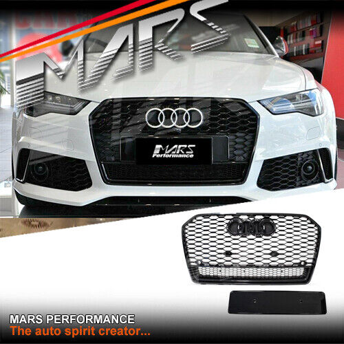 Gloss Black QUATTRO RS6 Style Front Bumper Bar Grille for AUDI A6 S6 C7 MY15-17