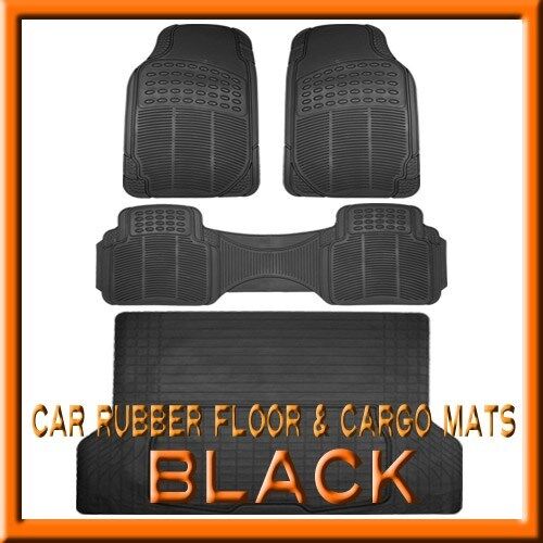 Fits 3PC Toyota Venza Black Rubber Floor Mats & 1PC Cargo Trunk Liner mat