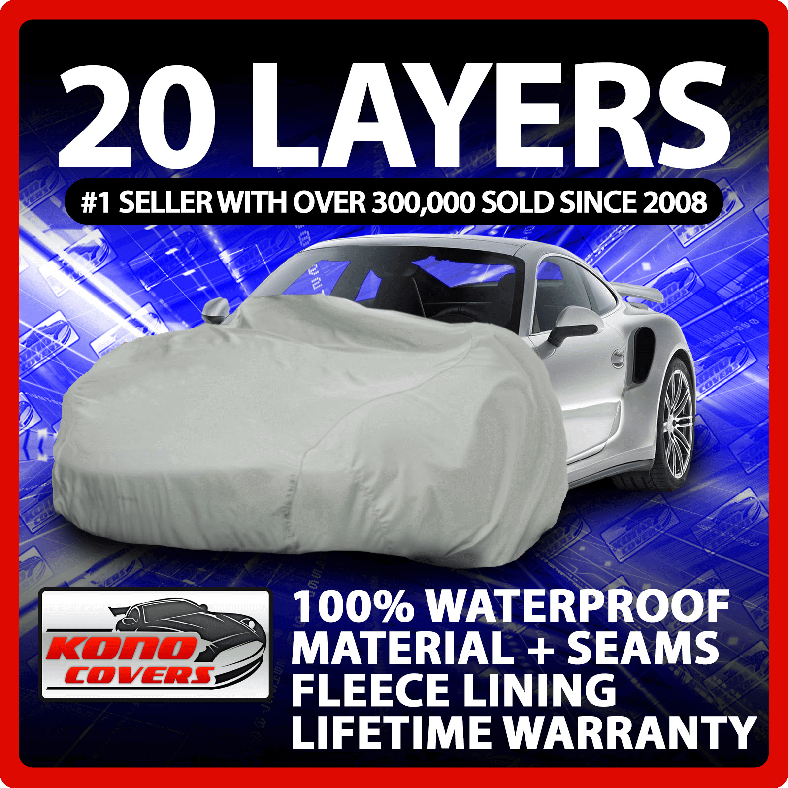 20 Layer Car Cover Fleece Lining Waterproof Soft Breathable Indoor Outdoor 17343