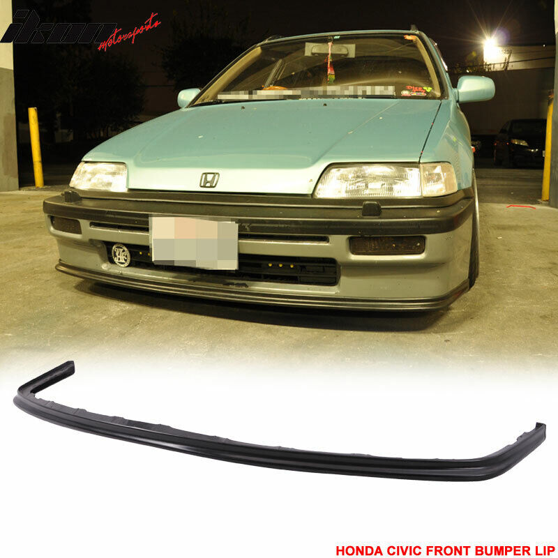 Fits 88-91 Honda Civic OE Style Unpainted Black Front Bumper Lip Spoiler PU