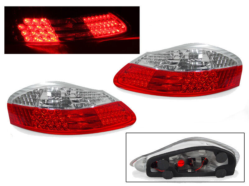 FREE SHIP DEPO USA 97-04 PORSCHE BOXSTER 986 Roadster Red / Clear LED TAIL LIGHT