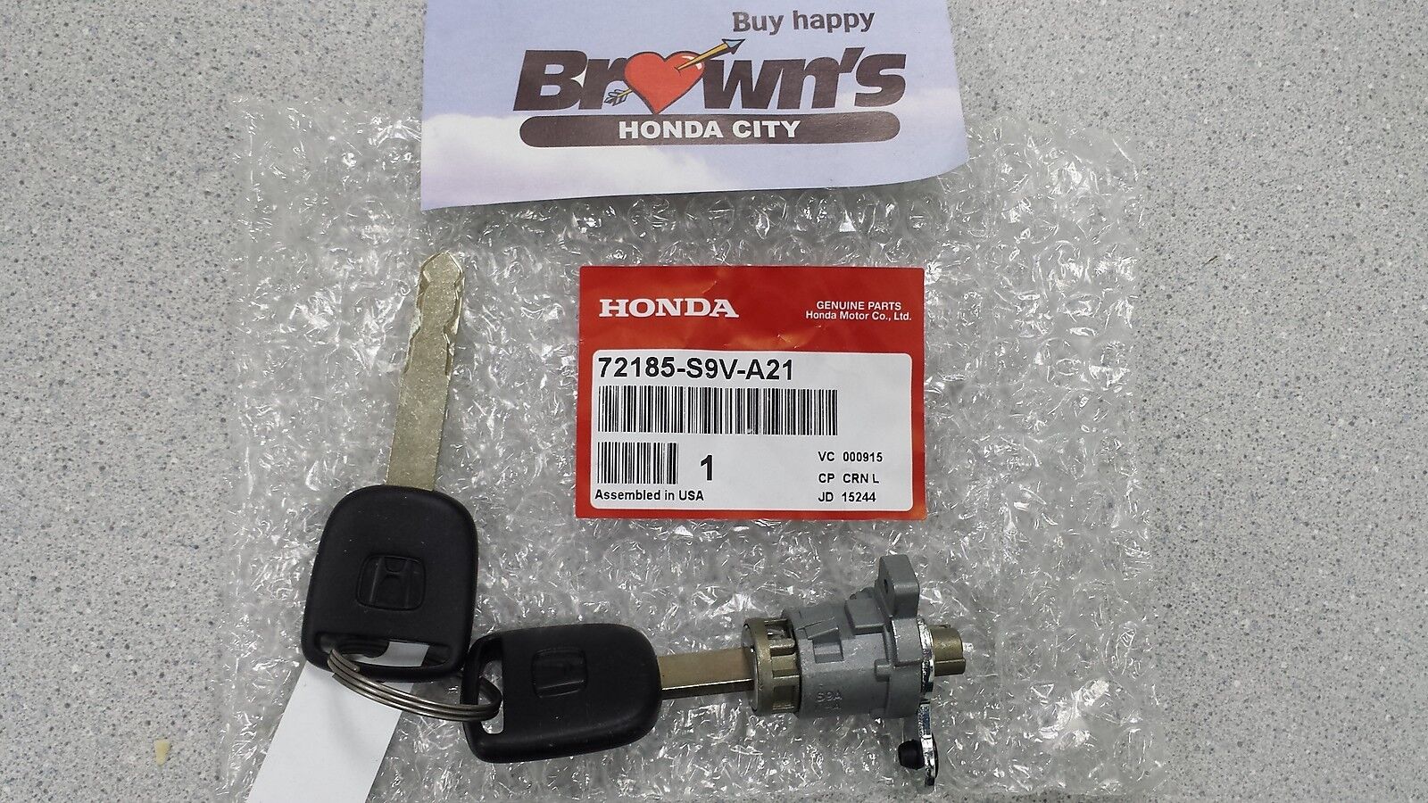NEW GENUINE HONDA PILOT DRIVERS DOOR LOCK CYLINDER WITH KEY 72185-S9V-A21