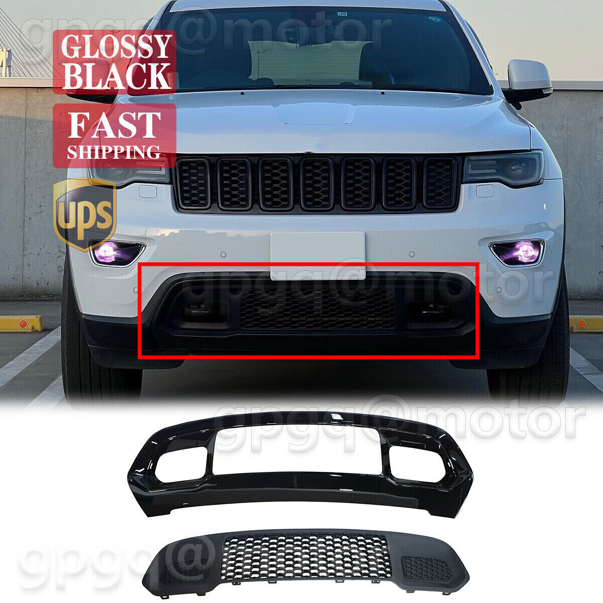 For Jeep Grand Cherokee 2017-2022 Black Front Lower Grille & Bumper Grill Bezel