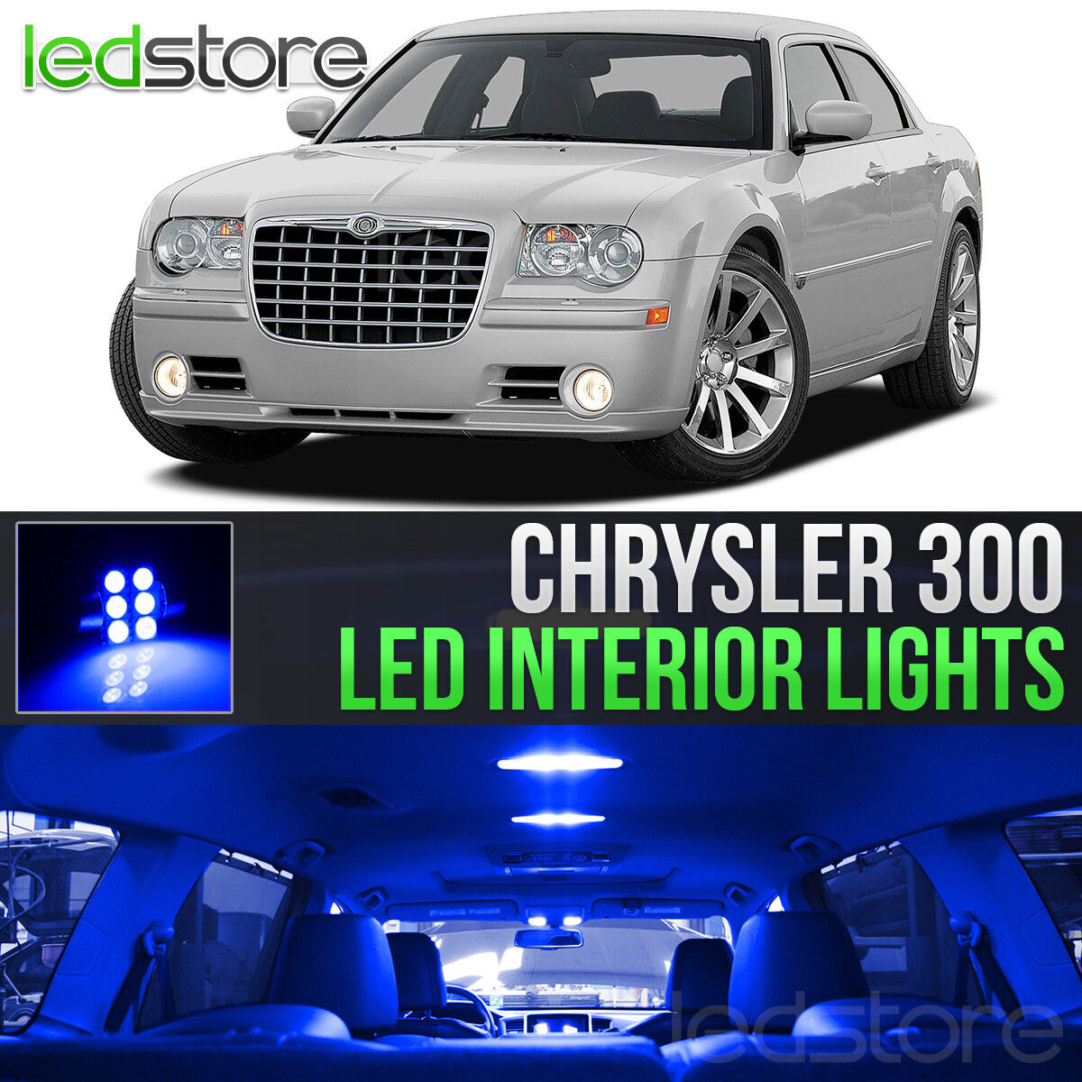 2005-2010 Chrysler 300 Blue Interior LED Lights Kit Package