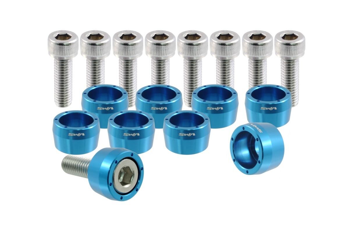 VMS RACING BLUE 8MM 8 MM HEADER CUP BOLT WASHER KIT FOR HONDA ACURA JDM BOLTS