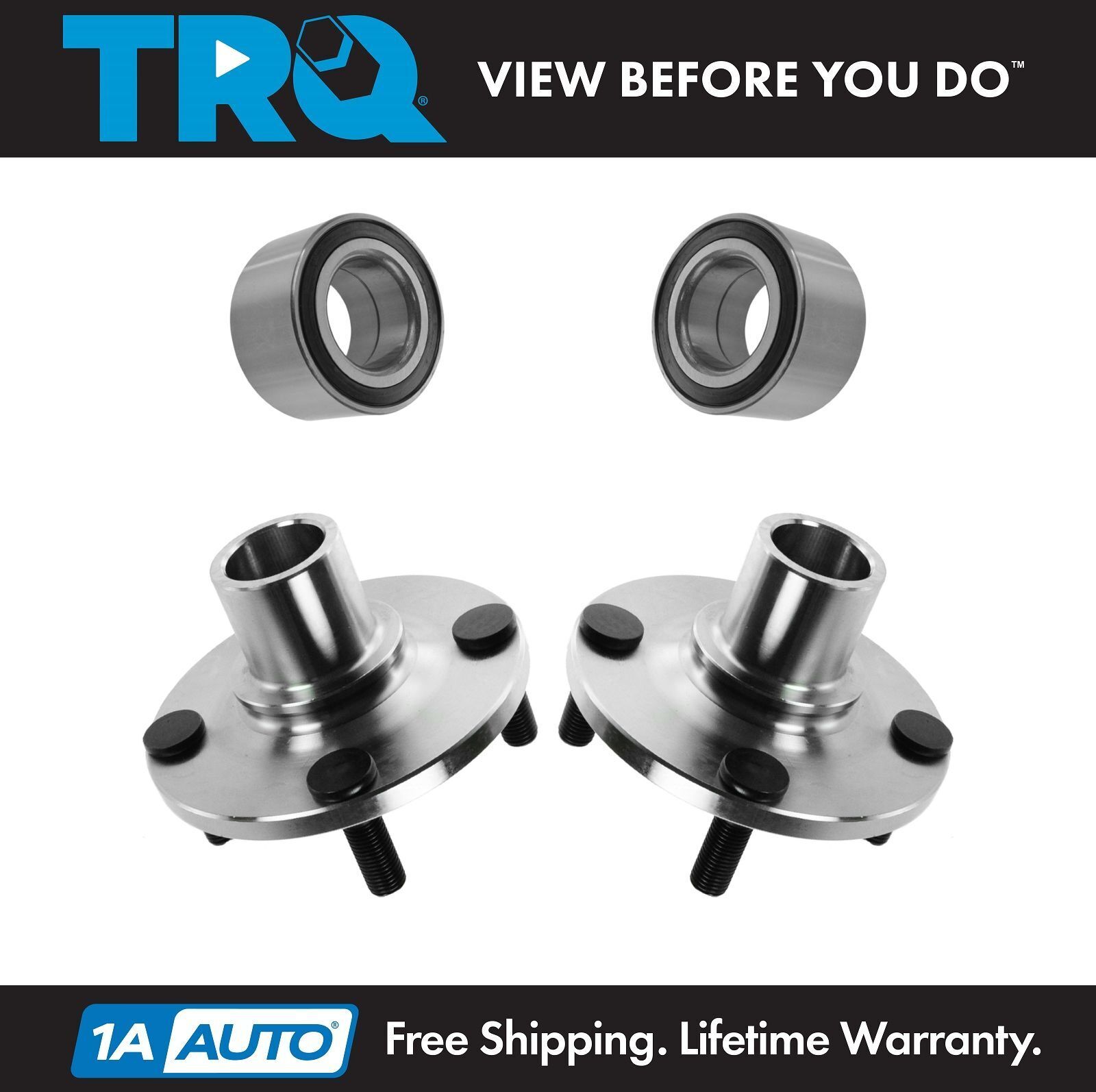 TRQ Front Rear Wheel Hub & Bearing Pair Set for Mazda Protege Miata