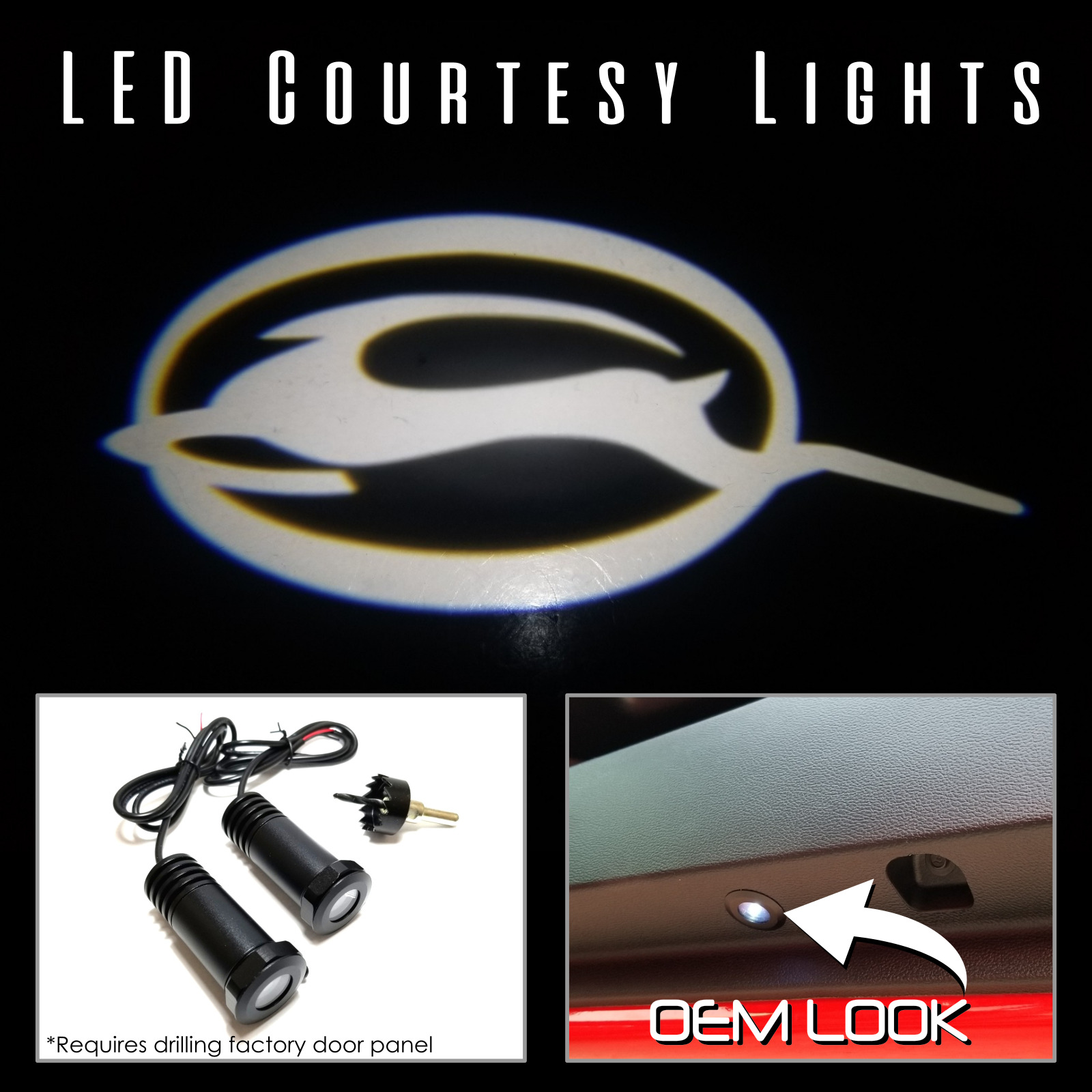 2Pc LED Courtesy Logo Door Lights Ghost Shadow Projectors Impala 100601 White