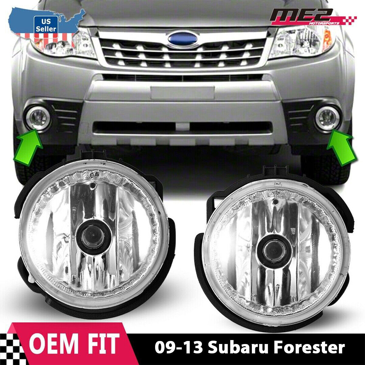 Clear Lens For 2009-2013 Subaru Forester Fog Lights Bumper Driving Lamps Pair