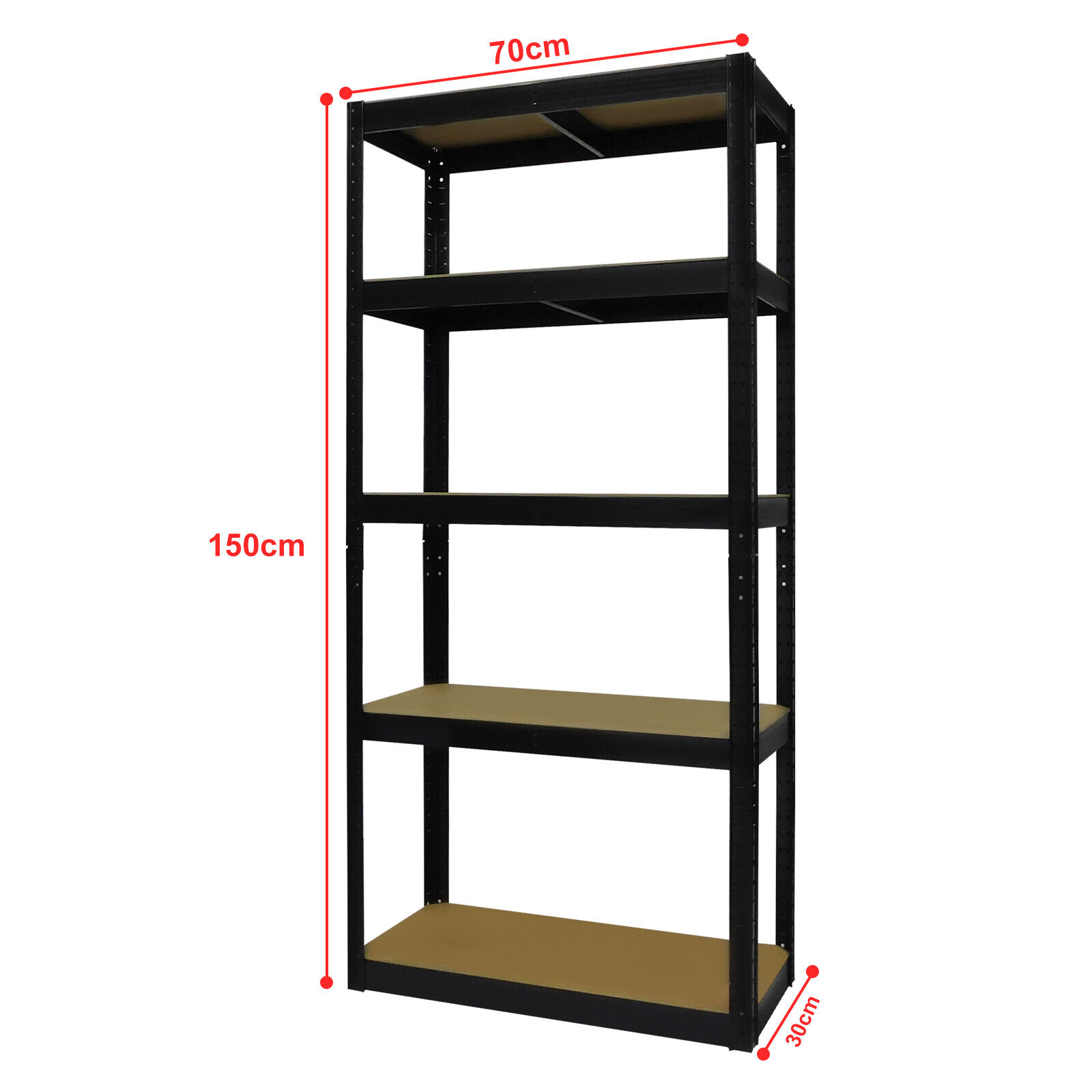 Adjustable 5-Tier Shelf Garage Shelving Unit Rack Storage Home Shop 150x70x30cm