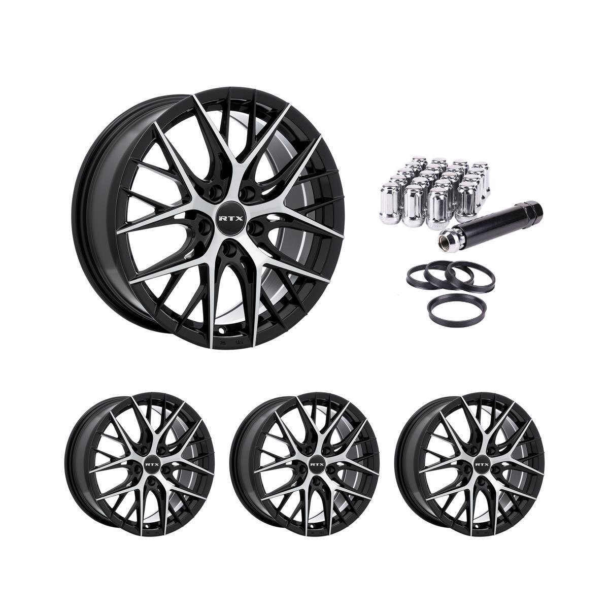 Set of 4 RTX Valkyrie Black Alloy Wheel Rims for Acura P37949 18x8 18 Inch 