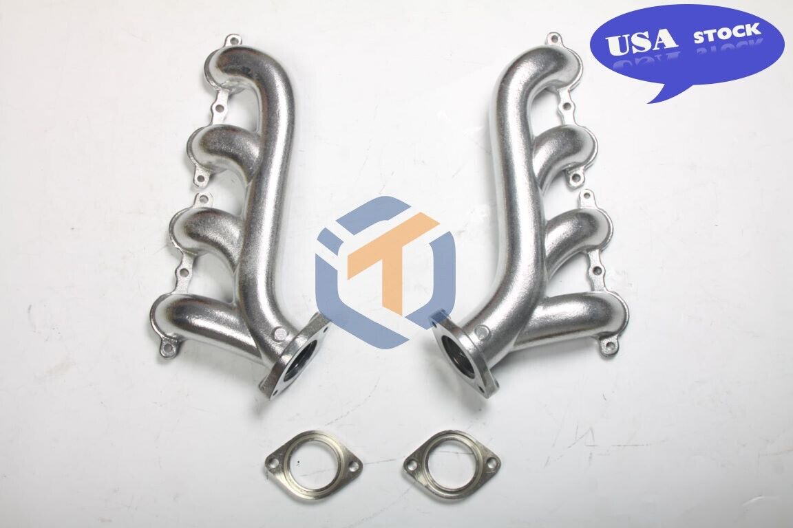 LS Swap Exhaust Manifolds Silver Ceramic, 2.25 In Outlets