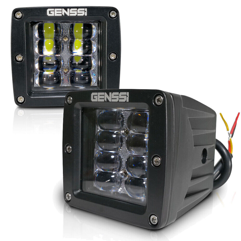 2 20w GENSSI LED Cube Lights 3 Inch Compact Flood 4x4 Grill Bumper Off Road