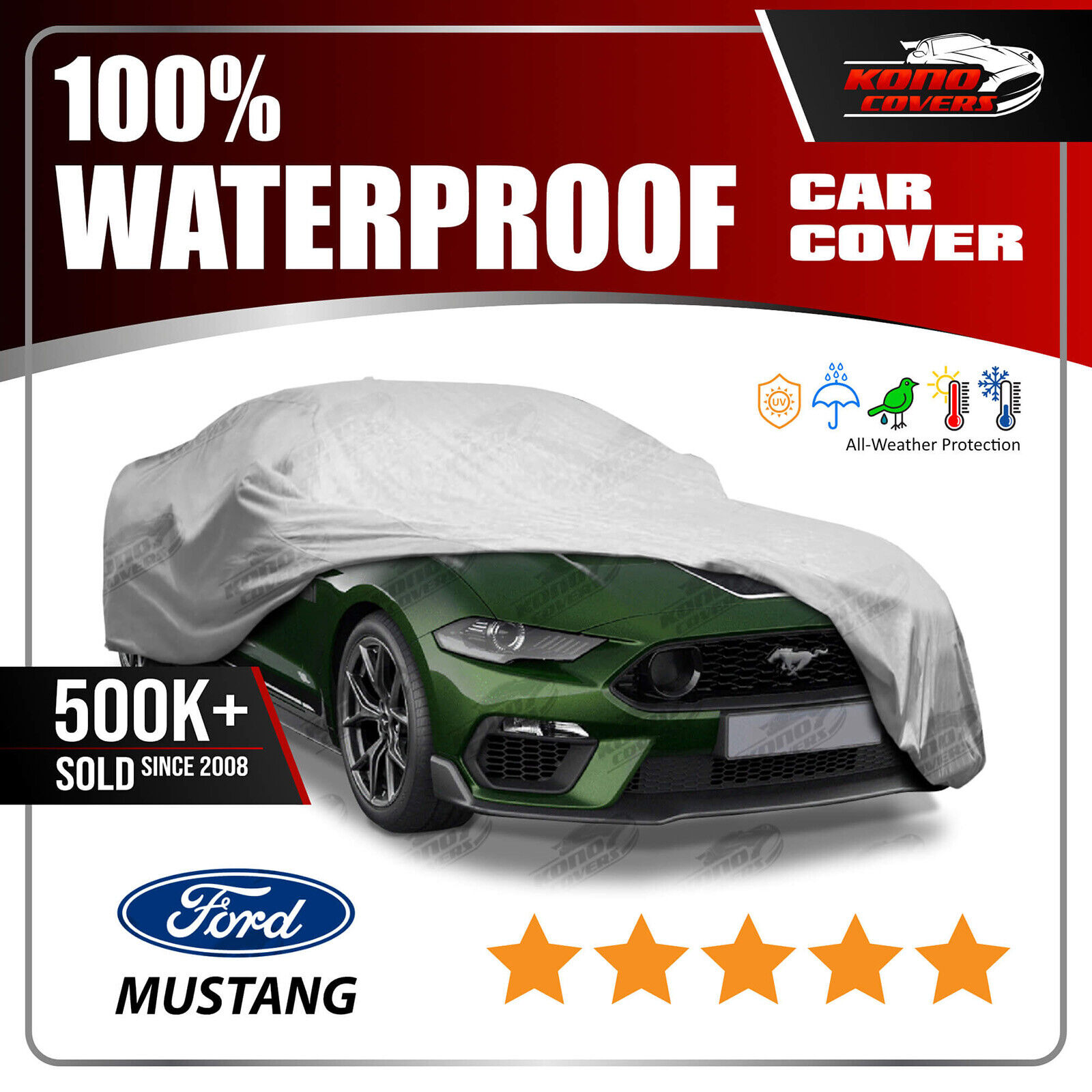 Ford Mustang 6 Layer Car Cover Fitted Outdoor Water Proof Rain Snow Sun Dust