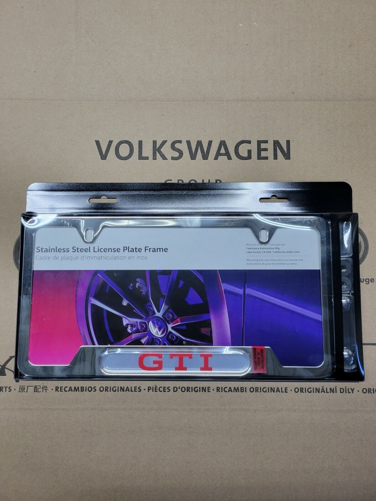 New Genuine VW Volkswagen GTI RED License Plate Frame Polished 5H0-071-801-A