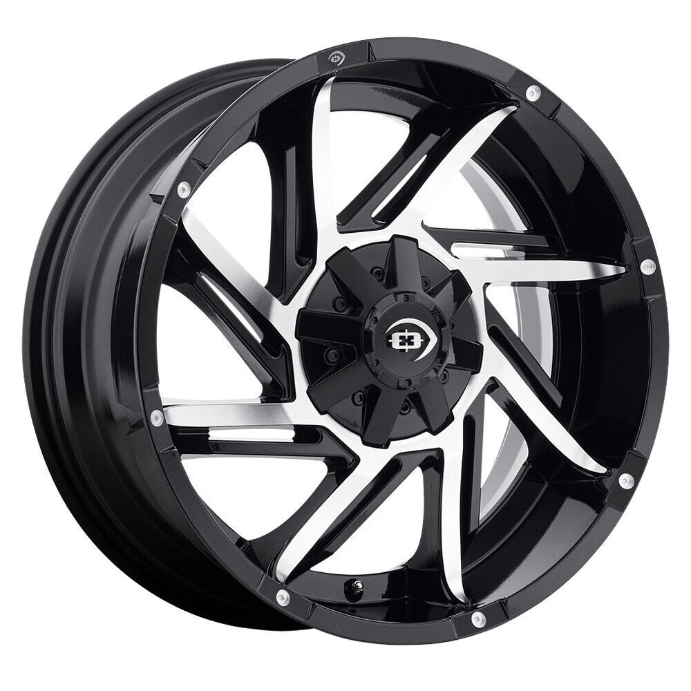 VISION 422 Prowler 20X9 8X165.1 Offset -12 Gloss Black Machined Face (Qty of 4)