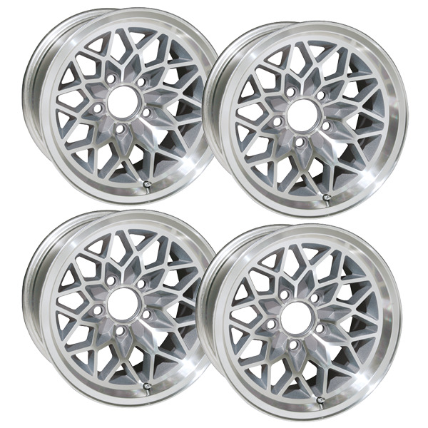 15X8 TRANS AM SNOWFLAKE WHEEL - SET OF 4 W/ SILVER INSETS - FITS 1967-1992