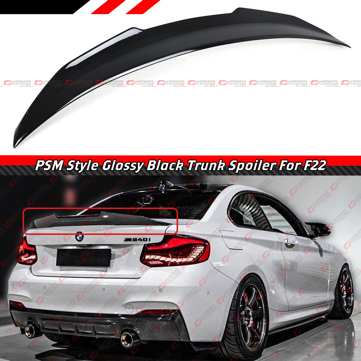 FOR 14-21 BMW F87 M2 F22 M240i M230 PSM Style Gloss Black Highkick Trunk Spoiler