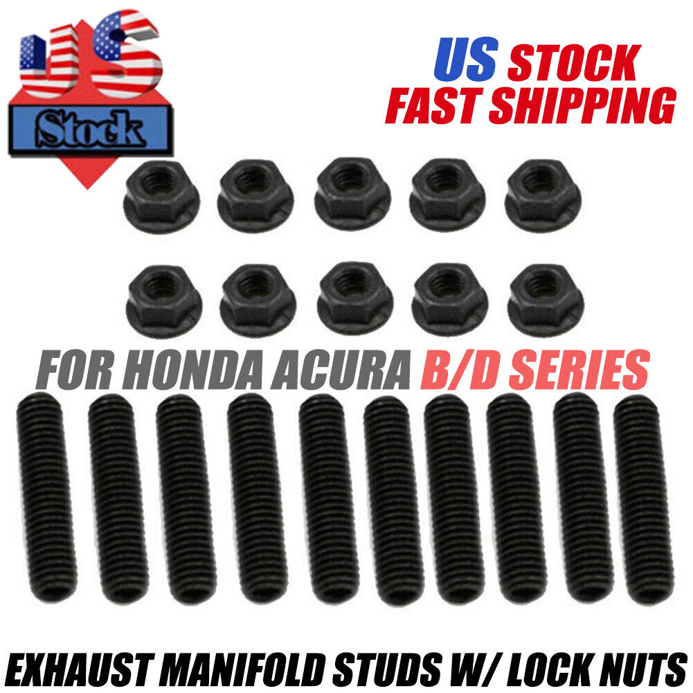 Exhaust Manifold STUDS with Lock Nuts For Honda Acura B / D Series Civic Integra