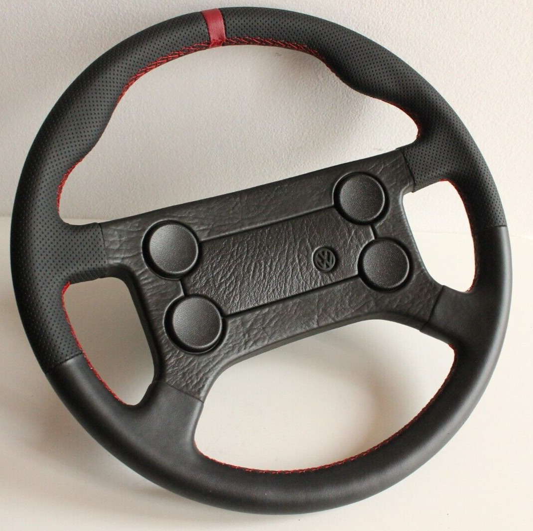 Steering Wheel OEM VW  Leather Golf Jetta Scirocco Mk1 Mk2 Red GTI Style 77-88\'