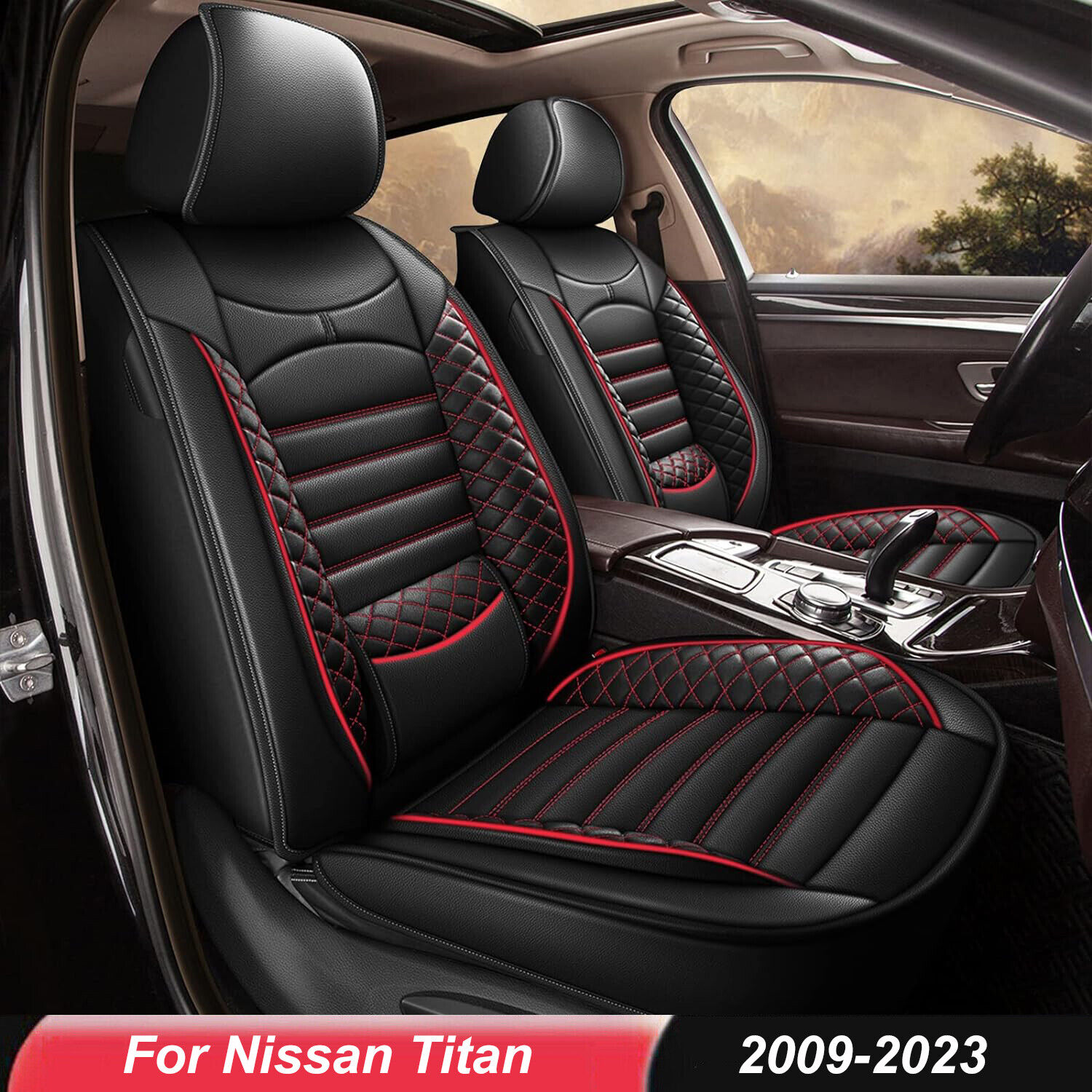 Car 5-Seat Covers Front&Rear Cushion Pad For Nissan Titan 2009-2023 PU Leather