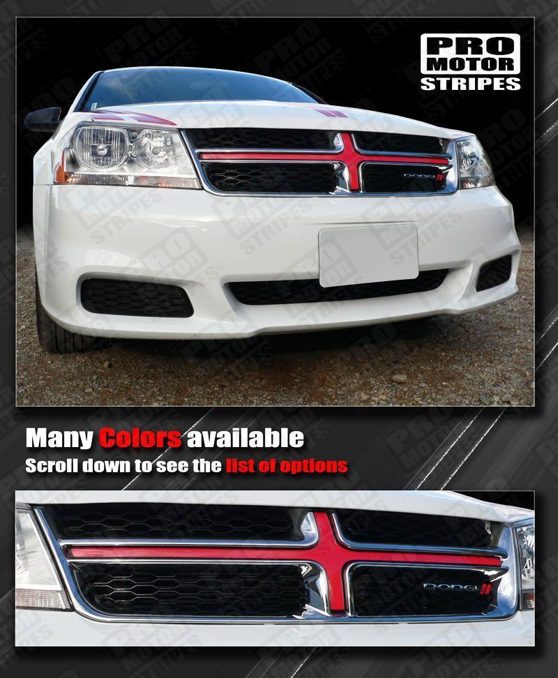 Dodge Avenger 2008-2014 Front Grill Cross Insert Overlay Stripe (Choose Color)