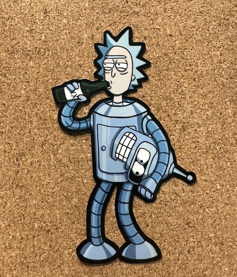 Rick And Morty Futurama Custom Vinyl Decal Sticker “Bender Rick Space Drunk”
