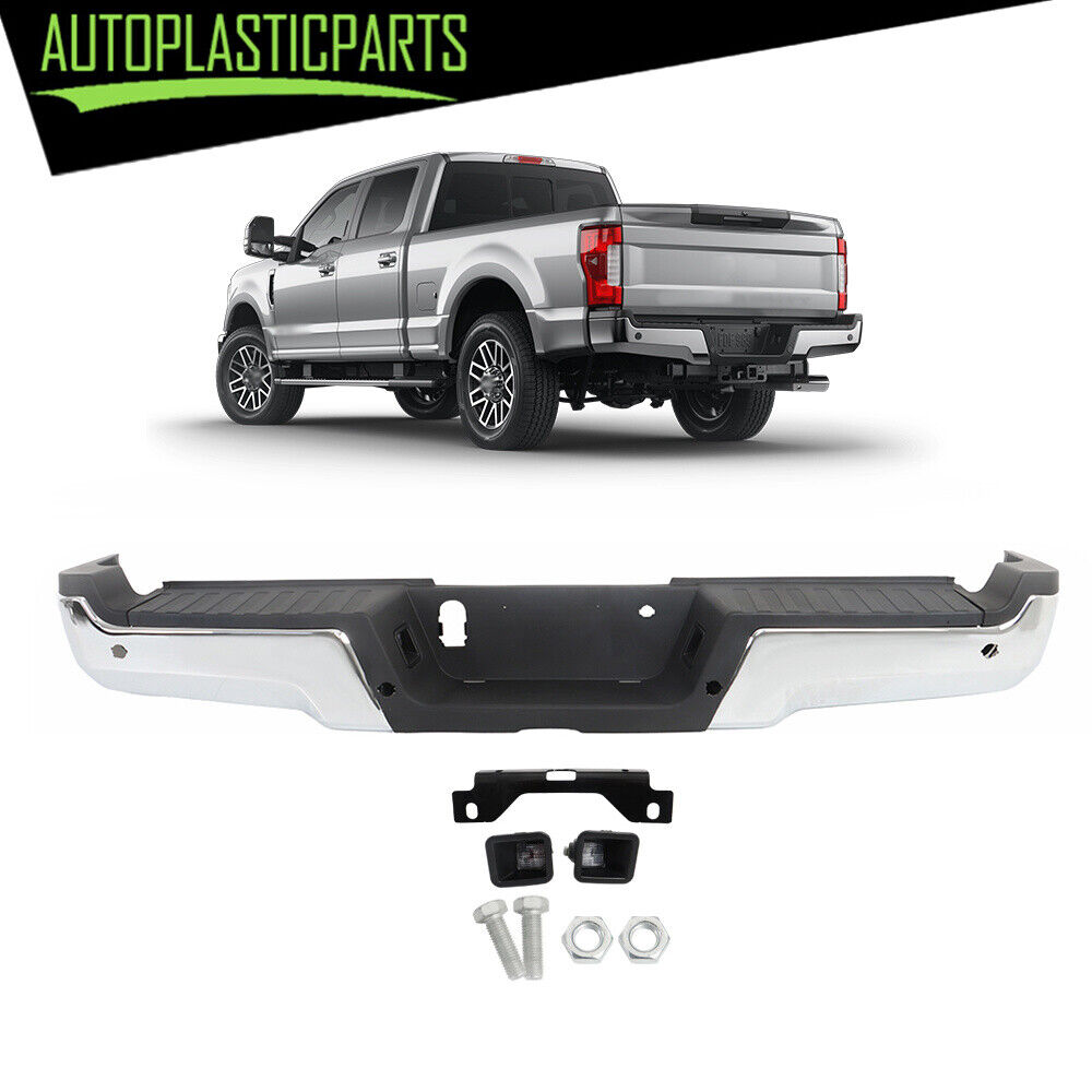 For 2017-2022 Ford F-250 F-350 SuperDuty Chrome Rear Step Bumper Assembly w/Park