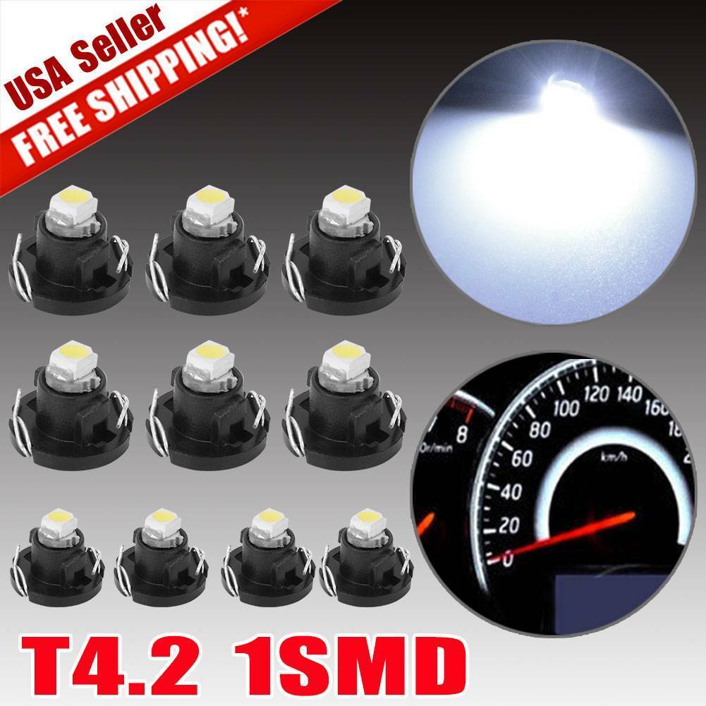 10pcs White T4 1SMD Dash Led Light T4.2 For A/C Climate Heater Control Bulb Lamp