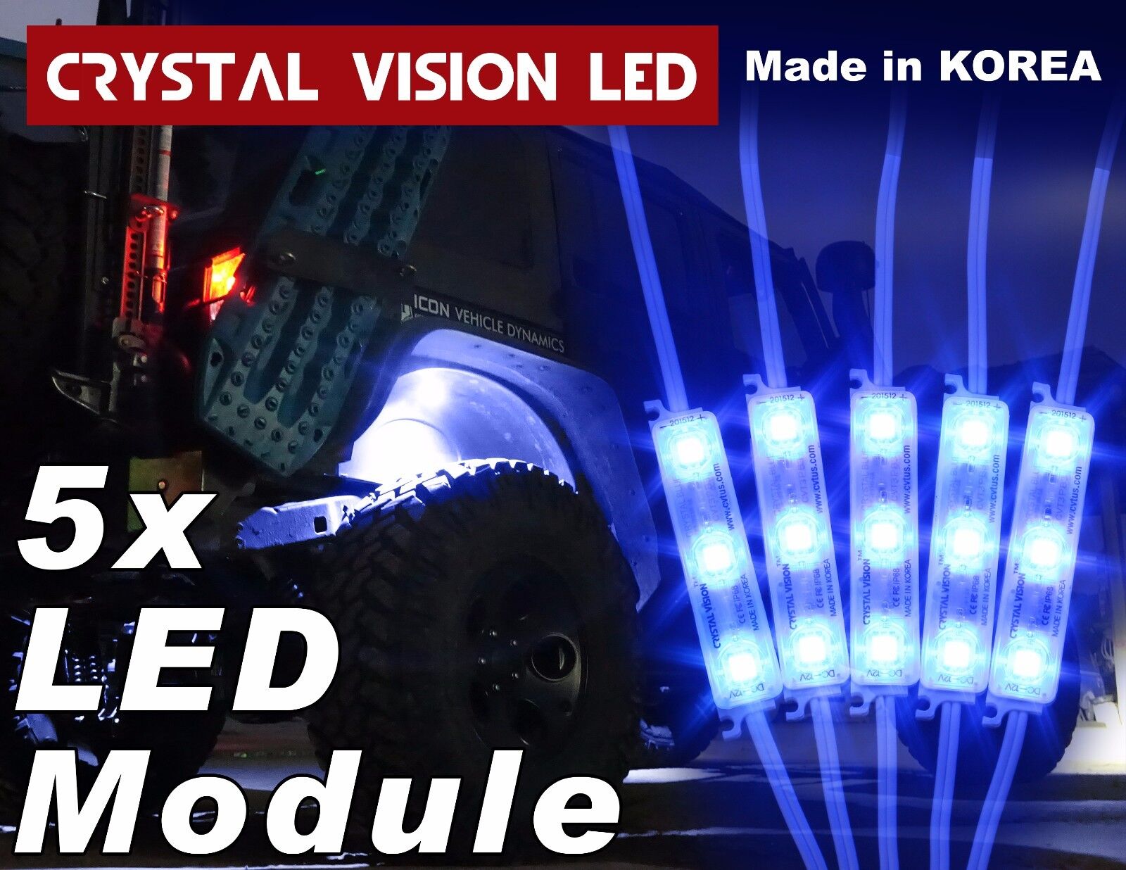Crystal Vision LED 4X4/OFF ROAD/JEEP Under Body Rock Lights Bright Blue (5 PCS)