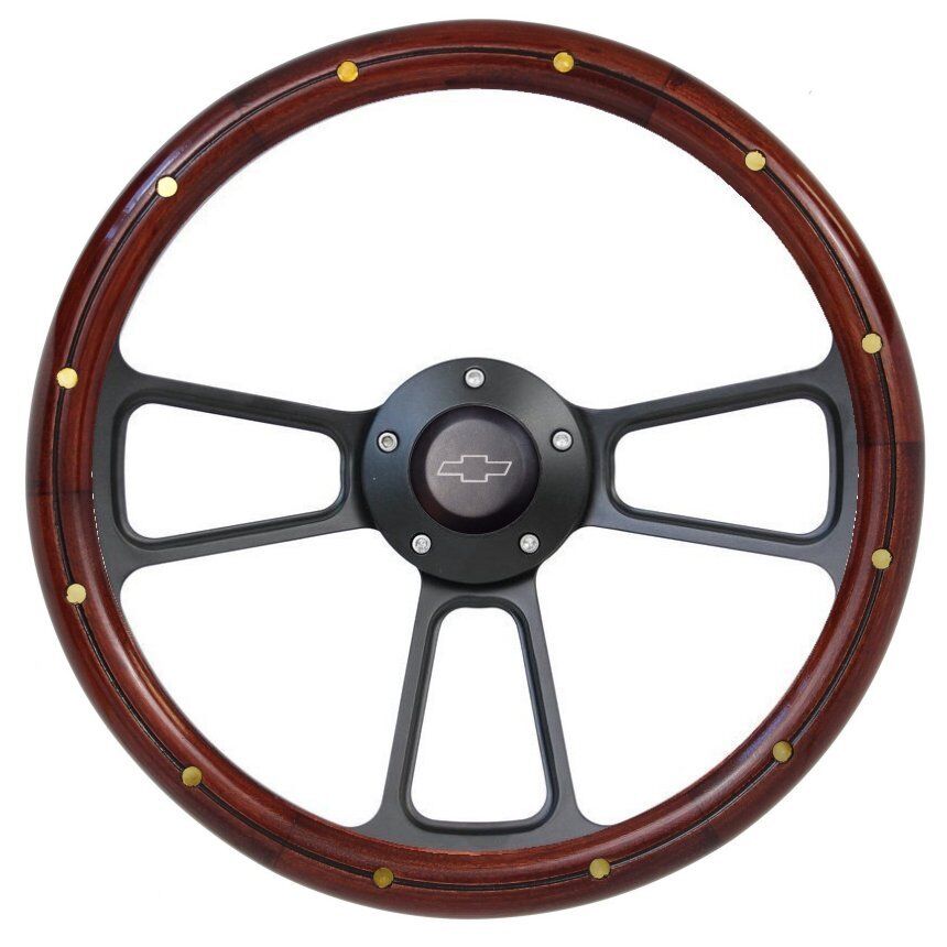 Chevy C/K Series Truck Real Mahogany Steering Wheel, Chevy Horn & Adapter 