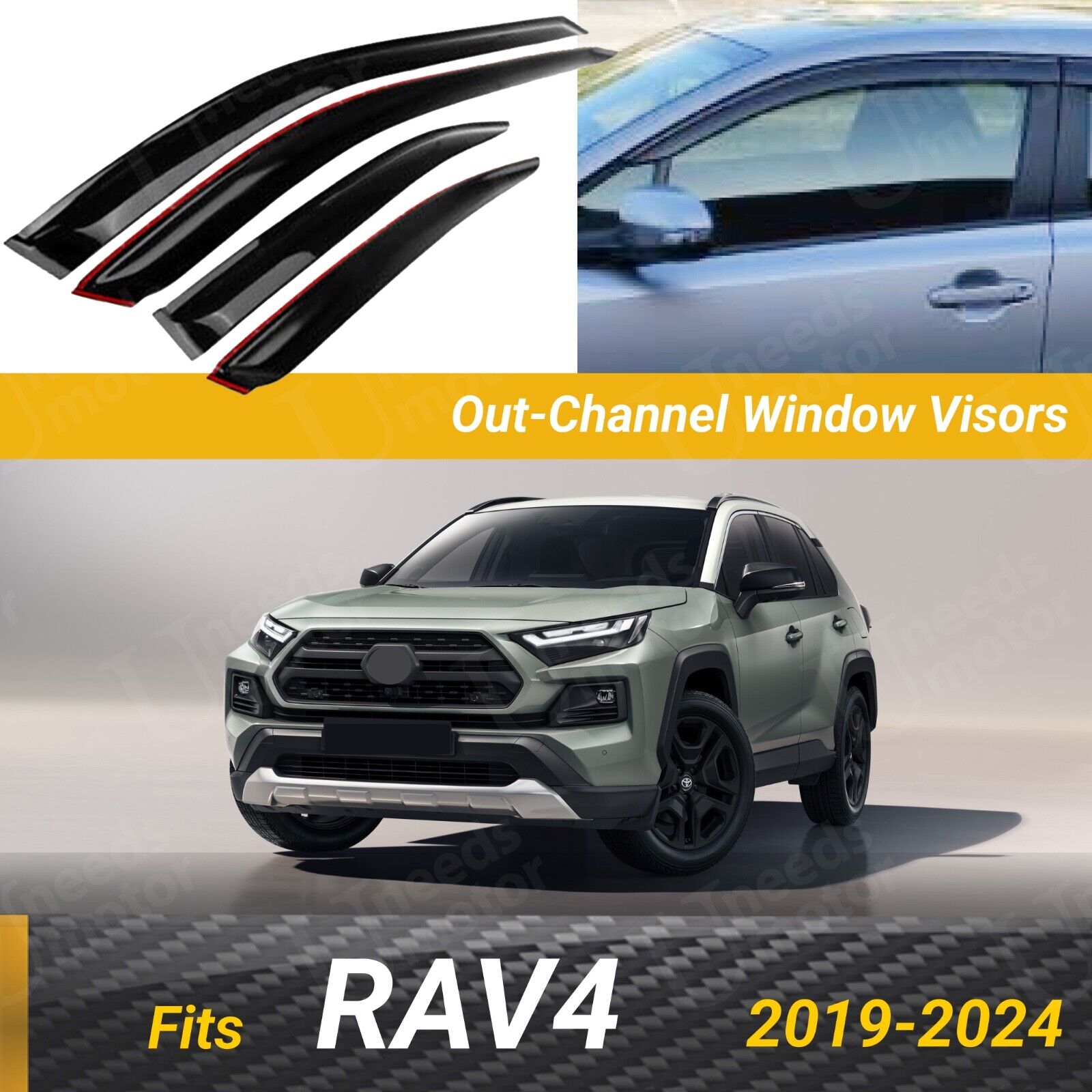 For Toyota RAV4 2019-24 Out Channel Window Visor Vent Sun Shade Guard Deflectors