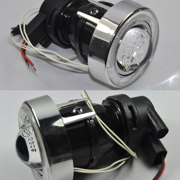 Pair Universal HID Ready Projector Fog Lights with White Halo CCFL Angel Eyes