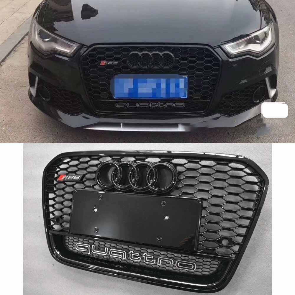 For 2012-2015 Audi A6/S6 C7 RS6 Style Front Mesh Honeycomb Grille With Quattro