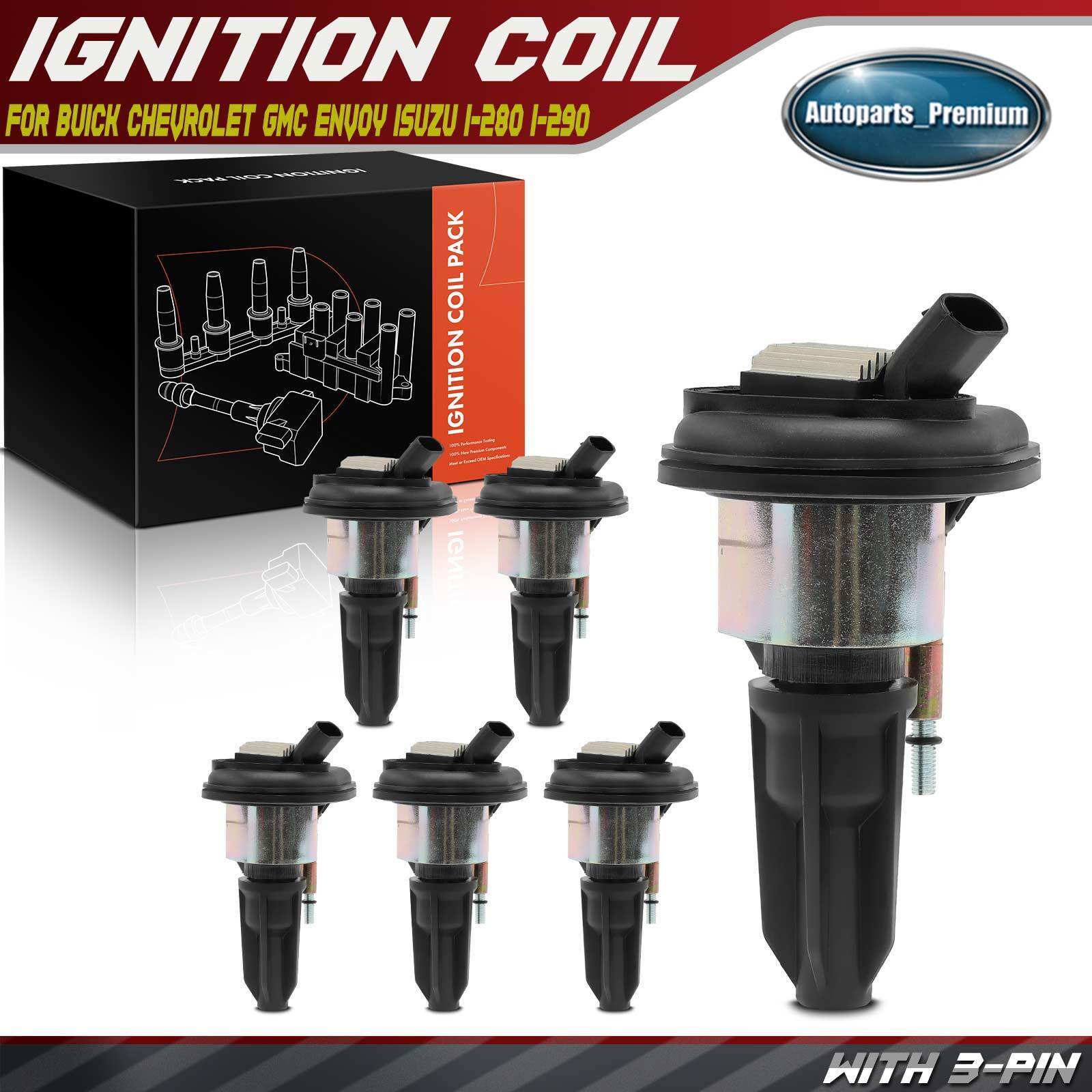 6 Pack Ignition Coil for Chevy Trailblazer Colorado GMC Canyon Envoy UF303 C1395