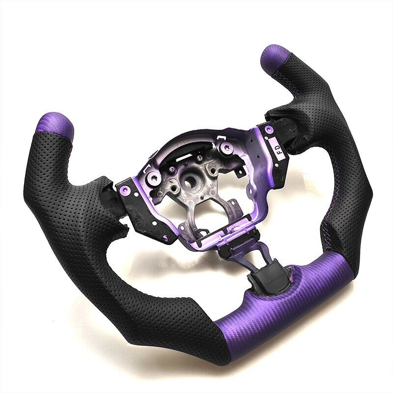 REAL PURPLE CARBON FIBER Steering Wheel FOR NISSAN 370Z  F1 STYLE BLACK LEATHER