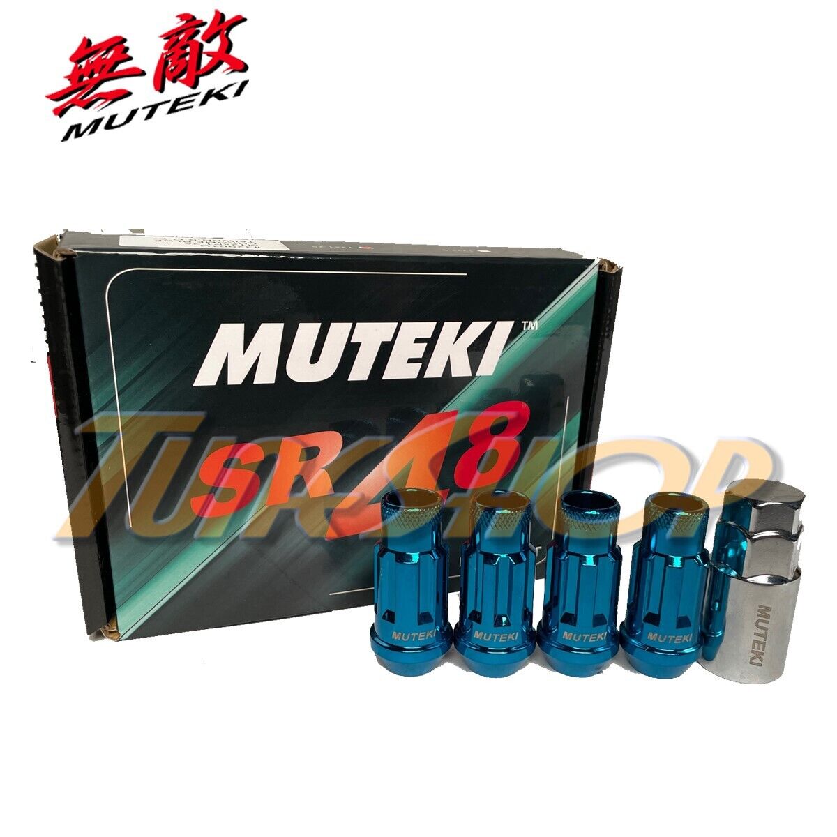 MUTEKI SR48 4 WHEELS LOCK LUG NUTS SET 12X1.5 1.5 ACORN RIMS OPEN END BLUE M