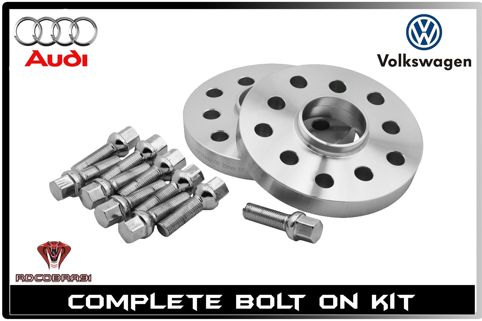 2pc Hub Centric Wheel Spacers Kit 15mm Thick 5x100 / 5x112 For Audi & Volkswagen