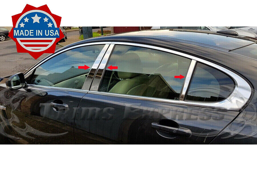2008-2015 Jaguar XF 6Pc Chrome Pillar Post Stainless Steel Trim Door Cover
