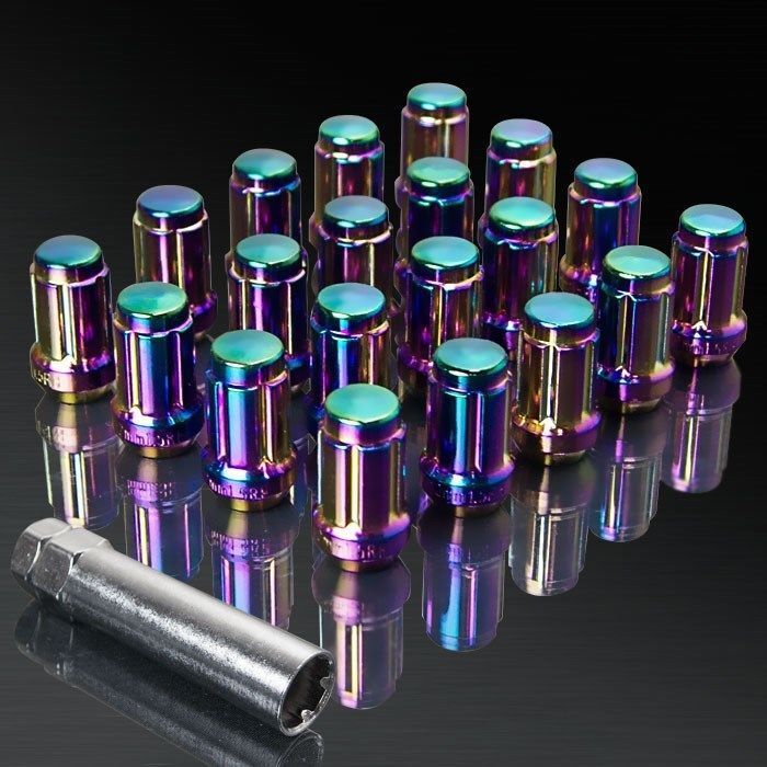 UPGR8 S-series M12X1.5MM 20 Pieces Neo Chrome Steel Closed Ended Lug Nuts W/ Key