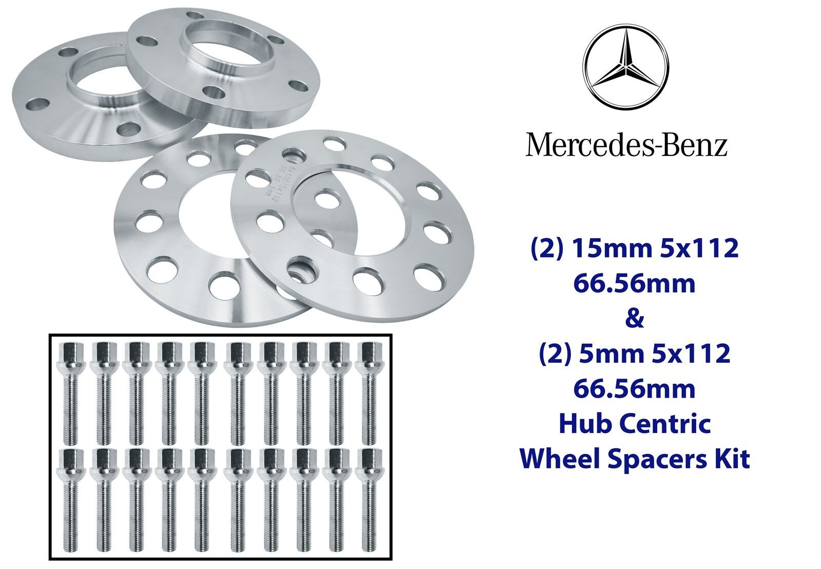 Mercedes Benz Wheel Spacers Kit 5x112 (2) 5mm & (2) 15mm Fits: W203 W209 W210 
