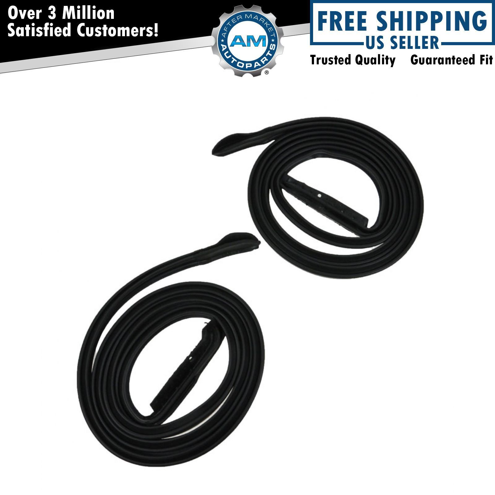 Molded Rubber Door Seal Weatherstrip Pair Set for 67-68 Ford Mustang Capri