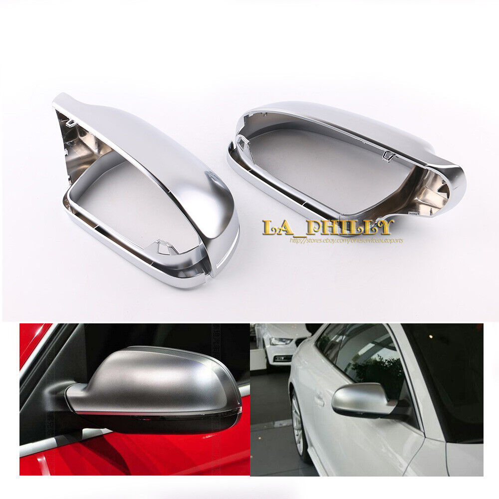 Pair S-line Style Matt Chome Rearview Mirror Cap Cover For Audi A5 S5 8T 2011-15