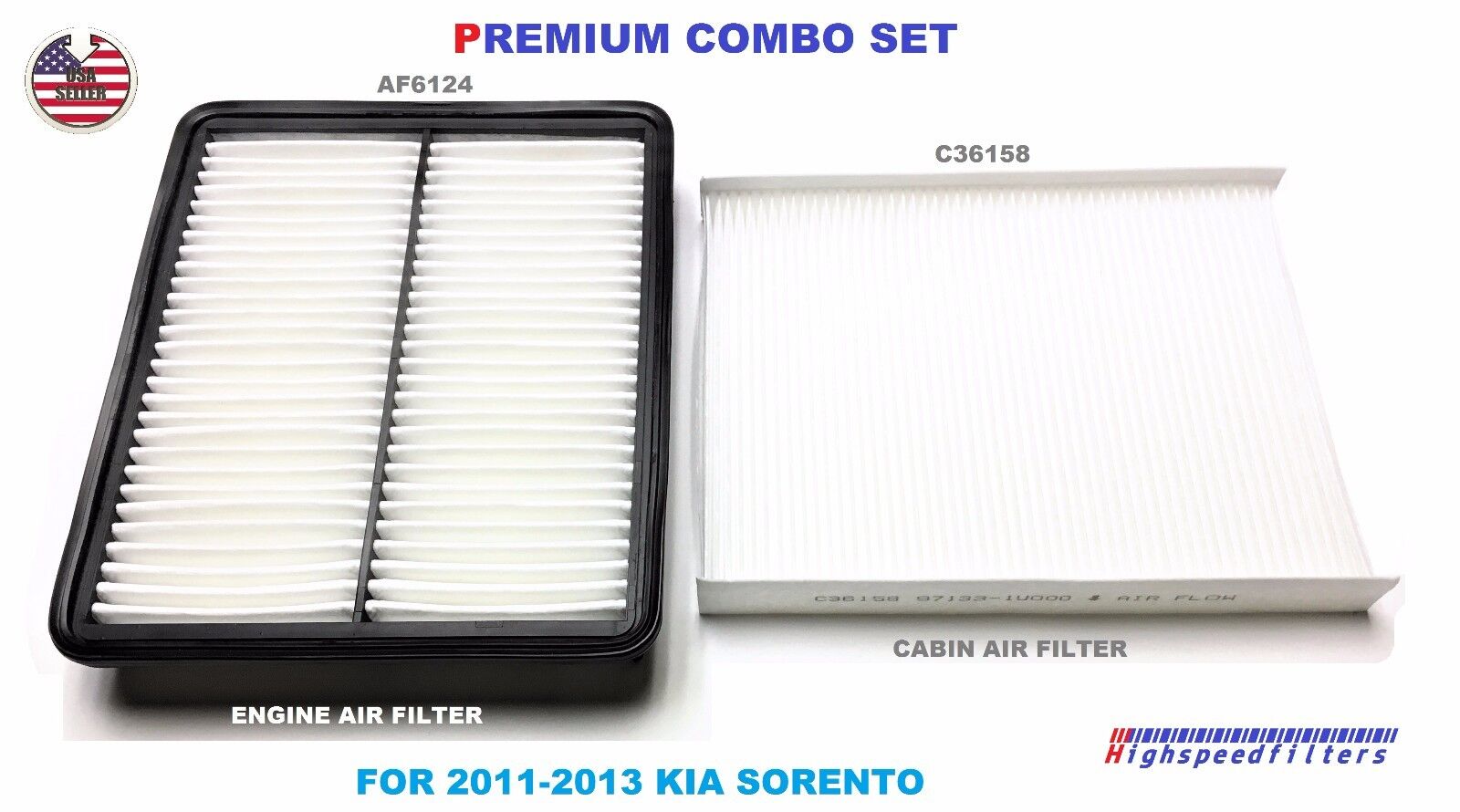 COMBO Air Filter & Cabin Air Filter for 2011 2012 2013 Kia Sorento AF6124 C36158