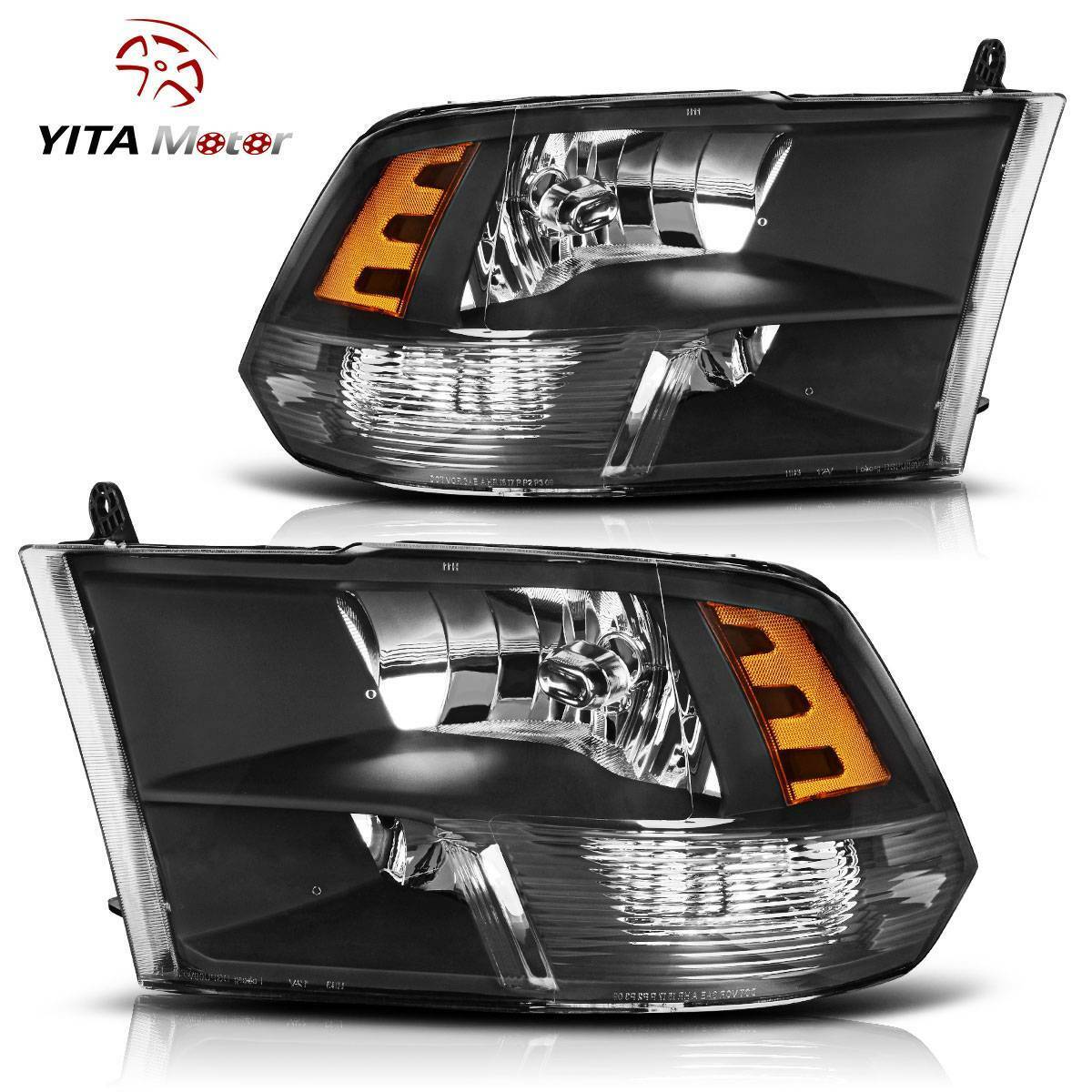 Quad Style Replacement Headlights For 2009-2018 Dodge Ram 1500 2500 3500 Pair