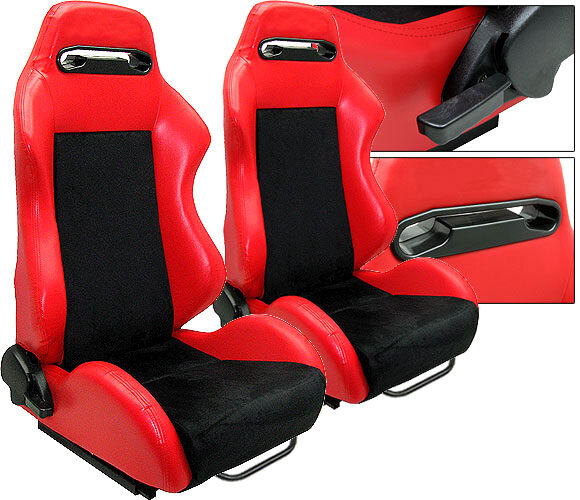2 RED & BLACK RACING SEAT RECLINABLE ALL TOYOTA NEW **