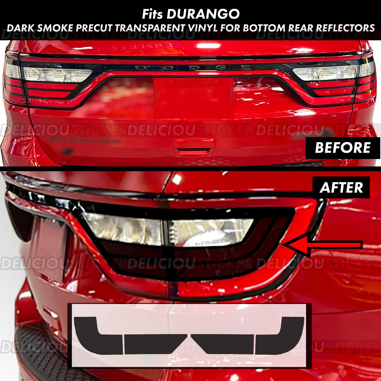 For 2014-2024 Durango Smoke Tail Light Rear Bottom Decals Overlays Tint Vinyl
