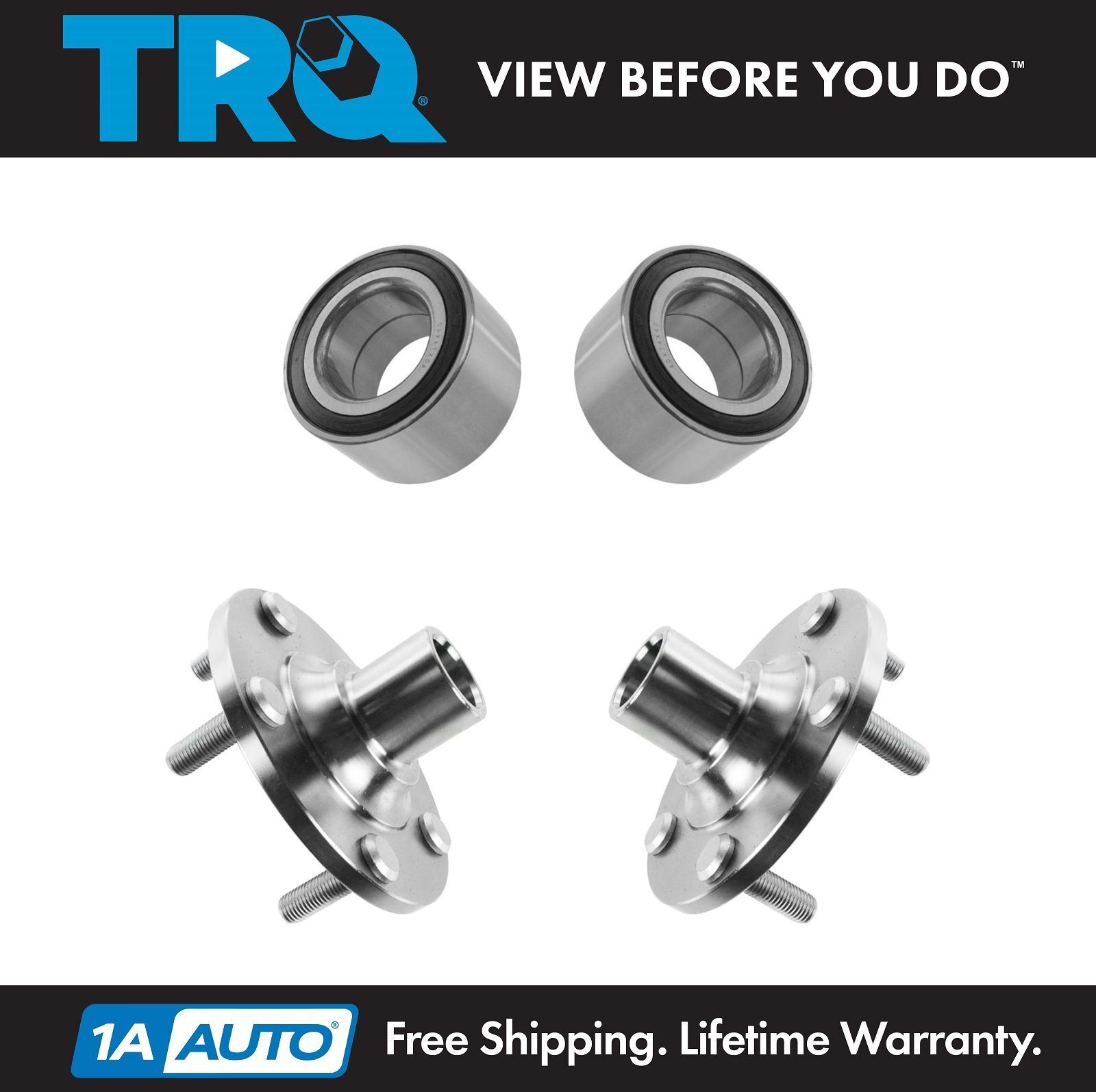 TRQ Front Wheel Bearing & Hub Kit Set of 4 LH RH for Mazda Protege New