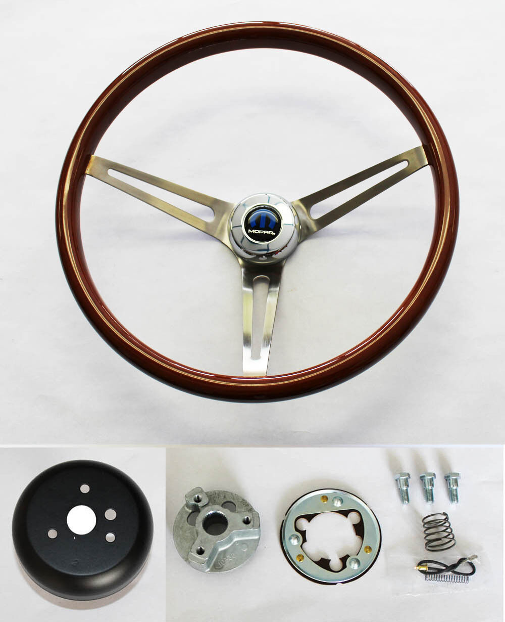 1967 Charger Dart Coronet High Gloss Finish Wood Steering Wheel stainless spokes