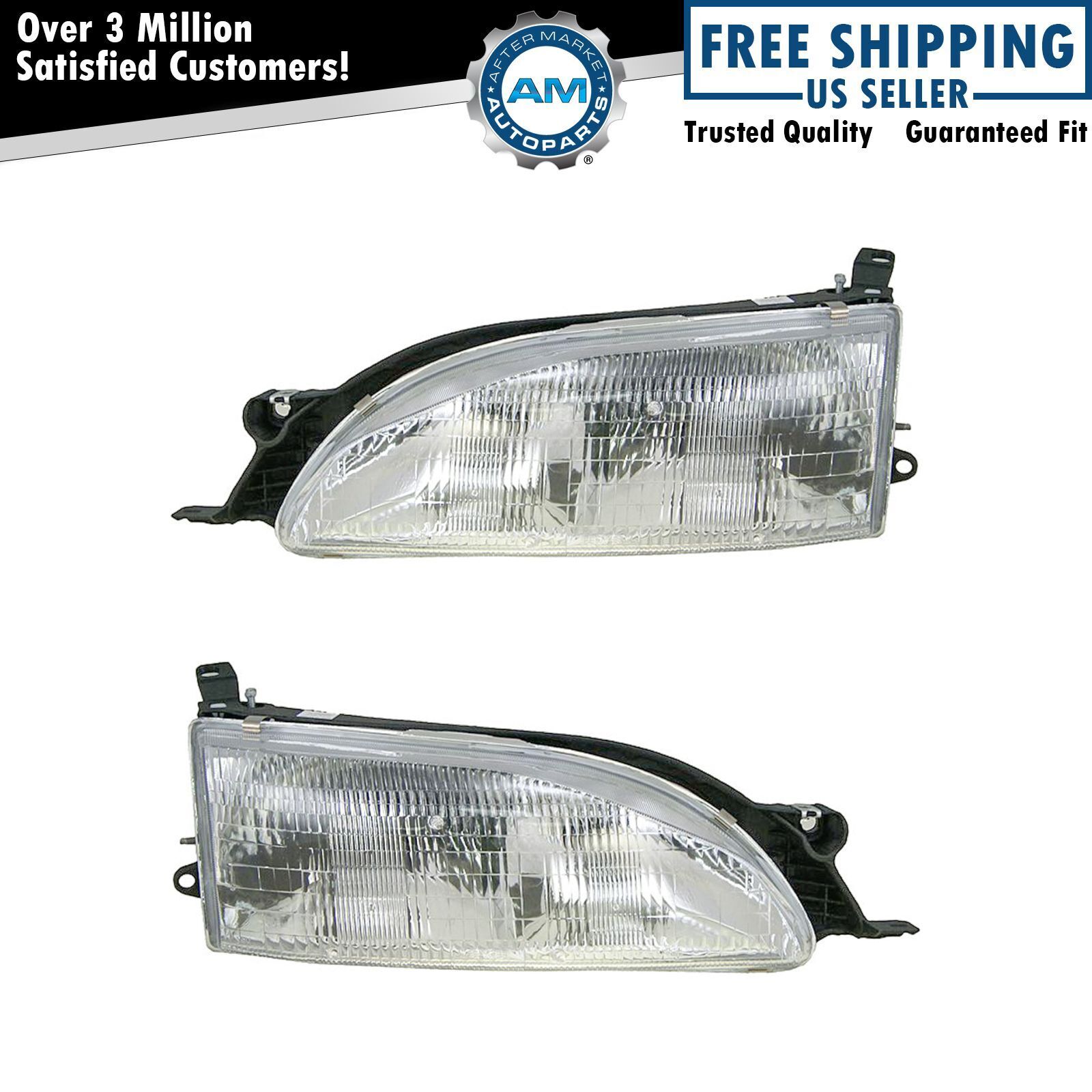 Headlights Headlamps Left & Right Pair Set NEW for 95-96 Toyota Camry