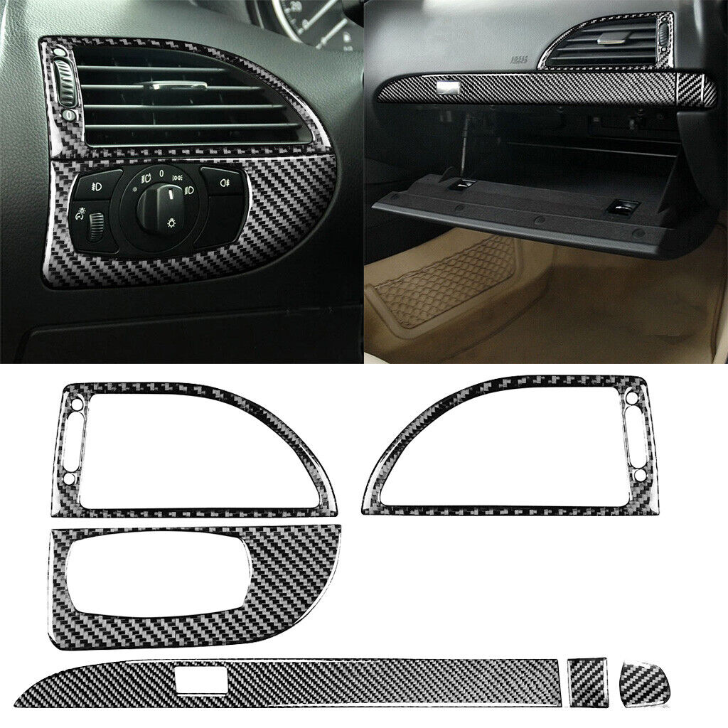 6 Carbon Fiber dashboard Interior Trim Set For BMW 650i 645Ci E63 M6 2004-10 B